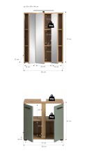 Badezimmer-Set >Blake< in Artisan Eiche Nachbildung/Salbei - 60x191x34cm (BxHxT)