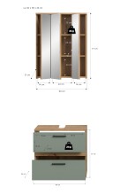 Badezimmer-Set >Blake< in Artisan Eiche Nachbildung/Salbei - 60x191x34cm (BxHxT)