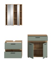 Badezimmer-Set >Blake< in Artisan Eiche Nachbildung/Salbei - 145x191x34 (BxHxT)