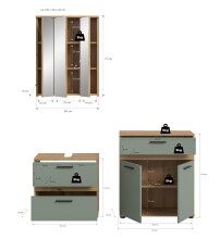 Badezimmer-Set >Blake< in Artisan Eiche Nachbildung/Salbei - 145x191x34 (BxHxT)