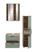 Badezimmer-Set >Blake< in Artisan Eiche Nachbildung/Salbei - 110x191x34 (BxHxT)