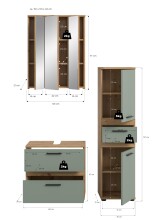 Badezimmer-Set >Blake< in Artisan Eiche Nachbildung/Salbei - 110x191x34 (BxHxT)