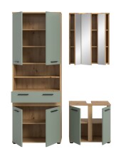 Badezimmer-Set >Blake< in Artisan Eiche Nachbildung/Salbei - 145x191x34 (BxHxT)