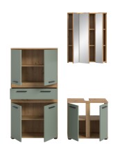 Badezimmer-Set >Blake< in Artisan Eiche Nachbildung/Salbei - 145x191x34 (BxHxT)