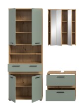 Badezimmer-Set >Blake< in Artisan Eiche Nachbildung/Salbei - 145x191x34 (BxHxT)