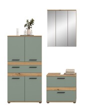 Badezimmer-Set >Blake< in Artisan Eiche Nachbildung/Salbei - 145x191x34 (BxHxT)