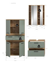 Badezimmer-Set >Blake< in Artisan Eiche Nachbildung/Salbei - 145x191x34 (BxHxT)