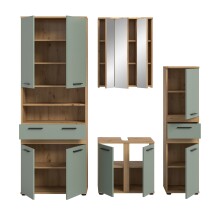 Badezimmer-Set >Blake< in Artisan Eiche Nachbildung/Salbei - 195x191x34 (BxHxT)