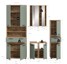 Badezimmer-Set >Blake< in Artisan Eiche Nachbildung/Salbei - 195x191x34 (BxHxT)