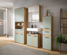 Badezimmer-Set >Blake< in Artisan Eiche Nachbildung/Salbei - 195x191x34 (BxHxT)