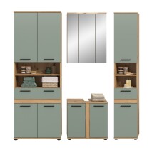 Badezimmer-Set >Blake< in Artisan Eiche Nachbildung/Salbei - 195x191x34 (BxHxT)