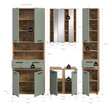 Badezimmer-Set >Blake< in Artisan Eiche Nachbildung/Salbei - 195x191x34 (BxHxT)