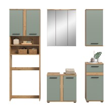Badezimmer-Set >Blake< in Artisan Eiche Nachbildung/Salbei - 188x191x34 (BxHxT)