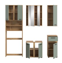 Badezimmer-Set >Blake< in Artisan Eiche Nachbildung/Salbei - 188x191x34 (BxHxT)