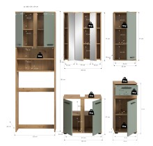 Badezimmer-Set >Blake< in Artisan Eiche Nachbildung/Salbei - 188x191x34 (BxHxT)