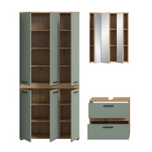 Badezimmer-Set >Blake< in Artisan Eiche Nachbildung/Salbei - 165x191x34 (BxHxT)