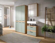 Badezimmer-Set >Blake< in Artisan Eiche Nachbildung/Salbei - 165x191x34 (BxHxT)