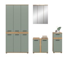 Badezimmer-Set >Blake< in Artisan Eiche Nachbildung/Salbei - 215x191x34 (BxHxT)