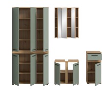 Badezimmer-Set >Blake< in Artisan Eiche Nachbildung/Salbei - 215x191x34 (BxHxT)
