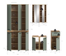 Badezimmer-Set >Blake< in Artisan Eiche Nachbildung/Salbei - 215x191x34 (BxHxT)