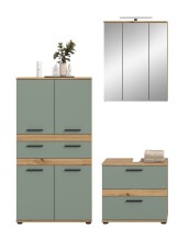 Badezimmer-Set >Blake< in Artisan Eiche Nachbildung/Salbei - 145x191x34 (BxHxT)