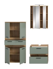 Badezimmer-Set >Blake< in Artisan Eiche Nachbildung/Salbei - 145x191x34 (BxHxT)