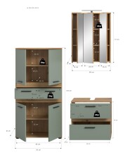 Badezimmer-Set >Blake< in Artisan Eiche Nachbildung/Salbei - 145x191x34 (BxHxT)