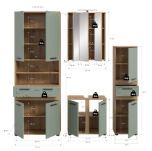 Badezimmer-Set >Blake< in Artisan Eiche Nachbildung/Salbei - 195x191x34 (BxHxT)