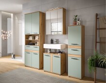 Badezimmer-Set >Blake< in Artisan Eiche Nachbildung/Salbei - 195x191x34 (BxHxT)