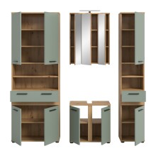 Badezimmer-Set >Blake< in Artisan Eiche Nachbildung/Salbei - 195x191x34 (BxHxT)