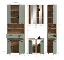 Badezimmer-Set >Blake< in Artisan Eiche Nachbildung/Salbei - 195x191x34 (BxHxT)
