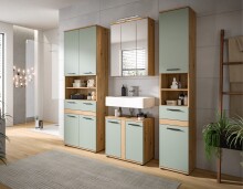Badezimmer-Set >Blake< in Artisan Eiche Nachbildung/Salbei - 195x191x34 (BxHxT)