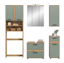 Badezimmer-Set >Blake< in Artisan Eiche Nachbildung/Salbei - 188x191x34 (BxHxT)