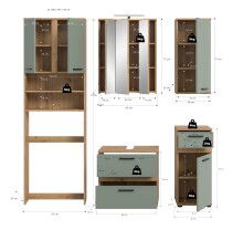 Badezimmer-Set >Blake< in Artisan Eiche Nachbildung/Salbei - 188x191x34 (BxHxT)