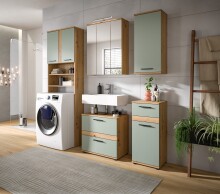 Badezimmer-Set >Blake< in Artisan Eiche Nachbildung/Salbei - 188x191x34 (BxHxT)