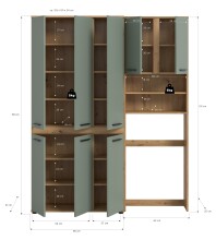 Badezimmer-Set >Blake< in Artisan Eiche Nachbildung/Salbei - 153x191x31 (BxHxT)