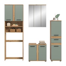 Badezimmer-Set >Blake< in Artisan Eiche Nachbildung/Salbei - 188x191x34 (BxHxT)