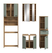 Badezimmer-Set >Blake< in Artisan Eiche Nachbildung/Salbei - 188x191x34 (BxHxT)
