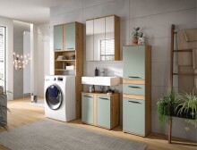 Badezimmer-Set >Blake< in Artisan Eiche Nachbildung/Salbei - 188x191x34 (BxHxT)