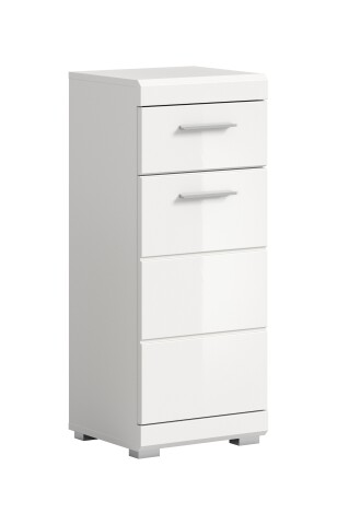 Hochschrank >Scout< in Weiß/Weiß hochglanz - 37x88x31cm (BxHxT)