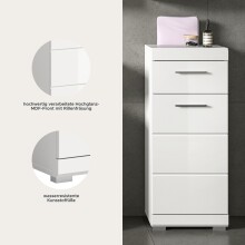 Hochschrank >Scout< in Weiß/Weiß hochglanz - 37x88x31cm (BxHxT)