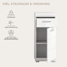 Hochschrank >Scout< in Weiß/Weiß hochglanz - 37x88x31cm (BxHxT)