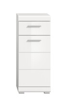 Hochschrank >Scout< in Weiß/Weiß hochglanz - 37x88x31cm (BxHxT)