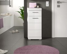 Hochschrank >Scout< in Weiß/Weiß hochglanz - 37x88x31cm (BxHxT)