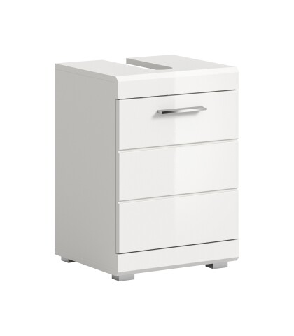 Waschbeckenunterschrank >Scout< in Weiß/Weiß hochglanz - 40x56x34cm (BxHxT)