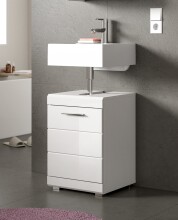 Waschbeckenunterschrank >Scout< in Weiß/Weiß hochglanz - 40x56x34cm (BxHxT)