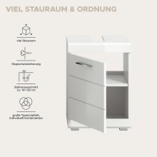 Waschbeckenunterschrank >Scout< in Weiß/Weiß hochglanz - 40x56x34cm (BxHxT)