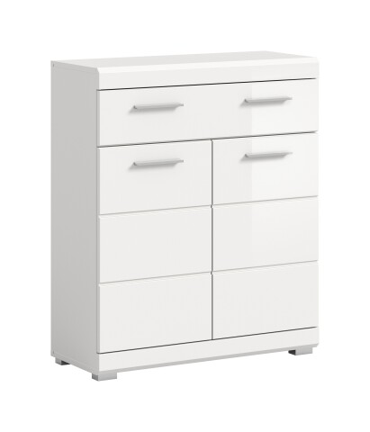 Hochschrank >Scout< in Weiß/Weiß hochglanz - 74x88x31cm (BxHxT)