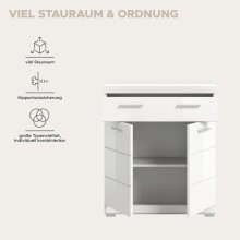 Hochschrank >Scout< in Weiß/Weiß hochglanz - 74x88x31cm (BxHxT)