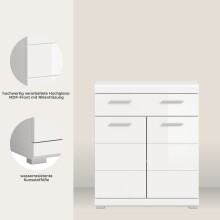 Hochschrank >Scout< in Weiß/Weiß hochglanz - 74x88x31cm (BxHxT)